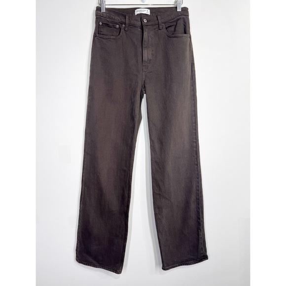 Abercrombie & Fitch the 90's Relaxed High Rise Jeans Dark Brown - Picture 5 of 11